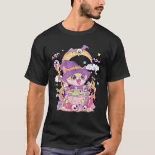 Pastel Goth Wiccan Cat Cute Creepy Witchy Cat and T-Shirt