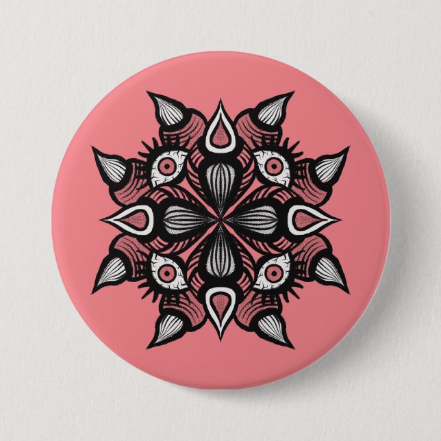 Pastel Goth Witch Design - Black Pink Monster 7.5 Cm Round Badge (Front)