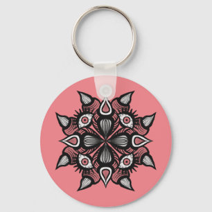 Pastel Goth Witch Design - Black Pink Monster Key Ring