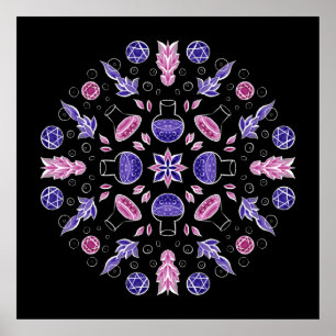 Pastel goth witch potion pentagram pink purple poster