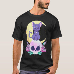 Pastel Goth Witchy Cat Cute Creepy Wiccan Cat And  T-Shirt