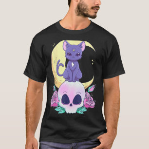 Pastel Goth Witchy Cat Cute Creepy Wiccan Cat And  T-Shirt