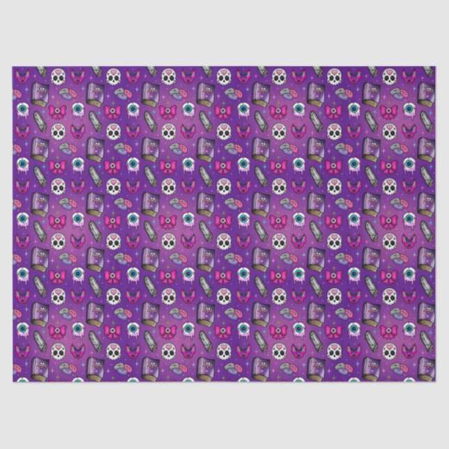 Pastel Goth - Witchy - Purple Halloween Tissue Paper (Front)
