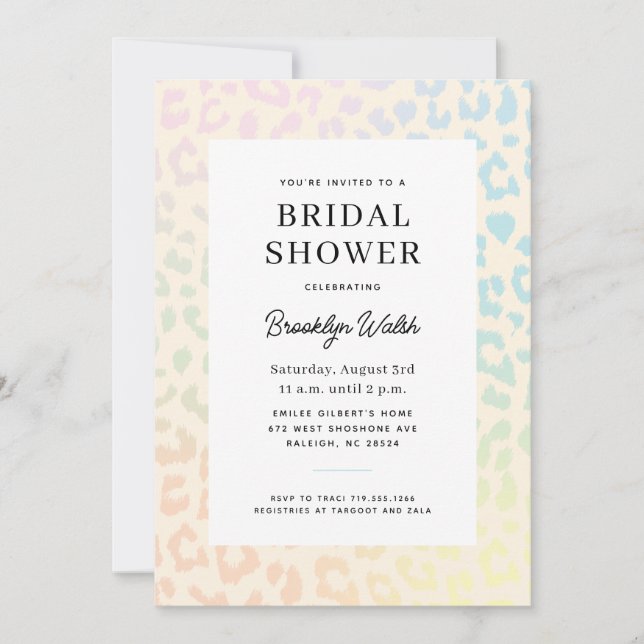 Pastel Gradient Animal Print Bridal Shower Invitation (Front)