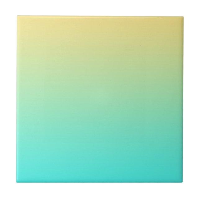 Pastel Gradient Background Turquoise Yellow Ceramic Tile (Front)