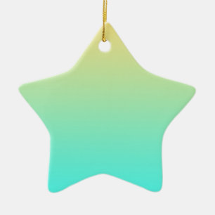 Pastel Gradient Background Turquoise Yellow Ceramic Tree Decoration