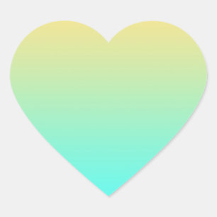 Pastel Gradient Background Turquoise Yellow Heart Sticker