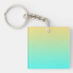 Pastel Gradient Background Turquoise Yellow Key Ring