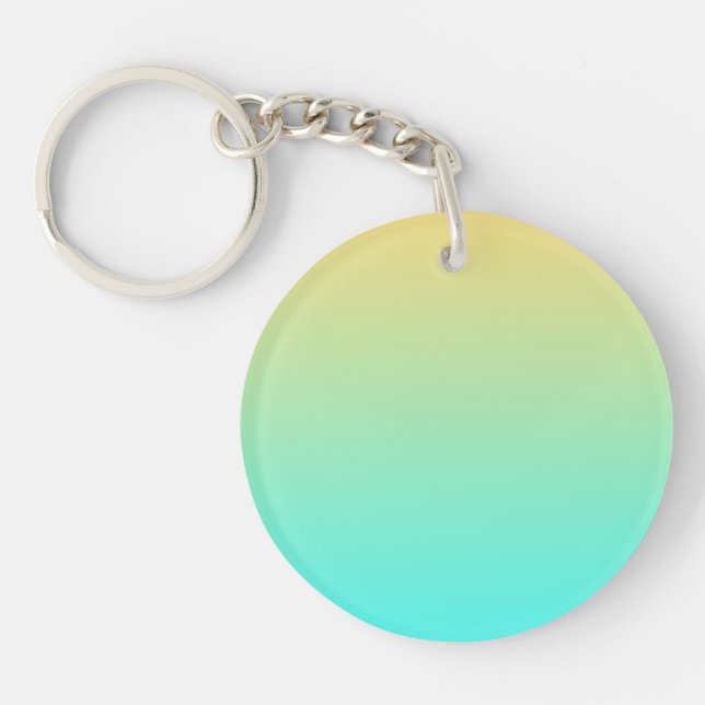 Pastel Gradient Background Turquoise Yellow Key Ring (Front)