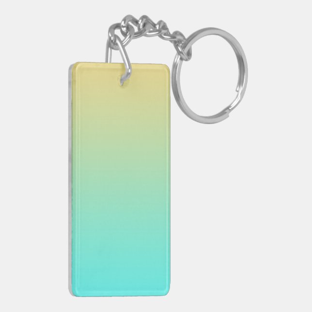 Pastel Gradient Background Turquoise Yellow Key Ring (Back Left)