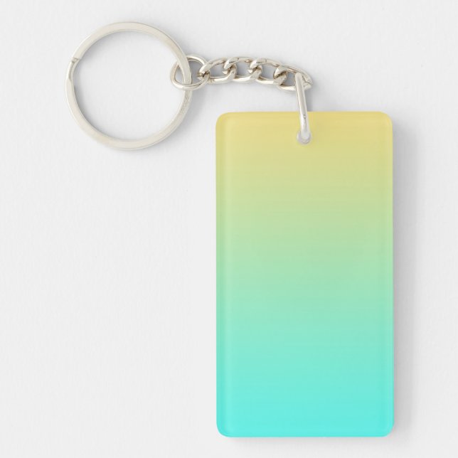 Pastel Gradient Background Turquoise Yellow Key Ring (Front)