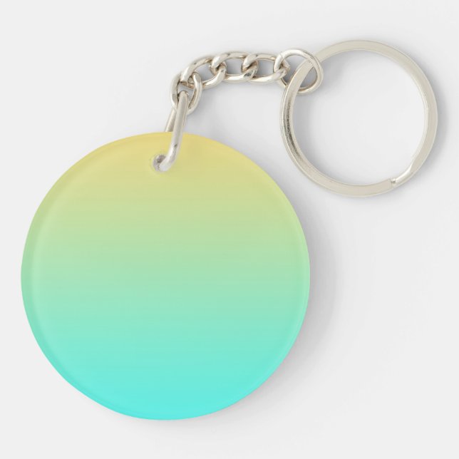 Pastel Gradient Background Turquoise Yellow Key Ring (Back)