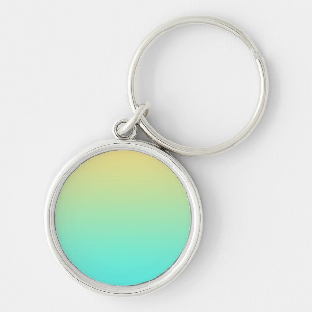 Pastel Gradient Background Turquoise Yellow Key Ring (Front)
