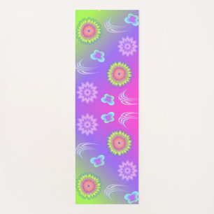 Pastel Gradient Flowers and Butterflies Yoga Mat