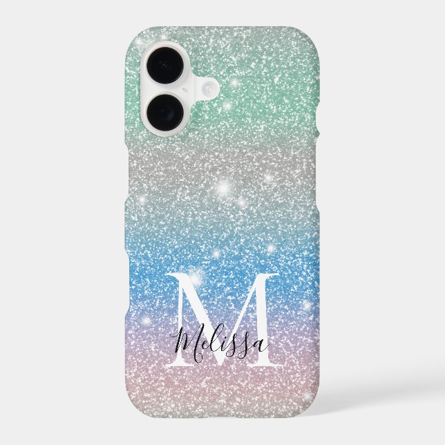Pastel Gradient Glitter Sparkle Monogram Name (Back)