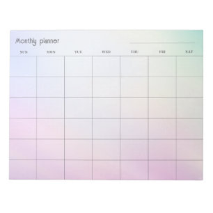 Pastel gradient Monthly planner, custom title Notepad