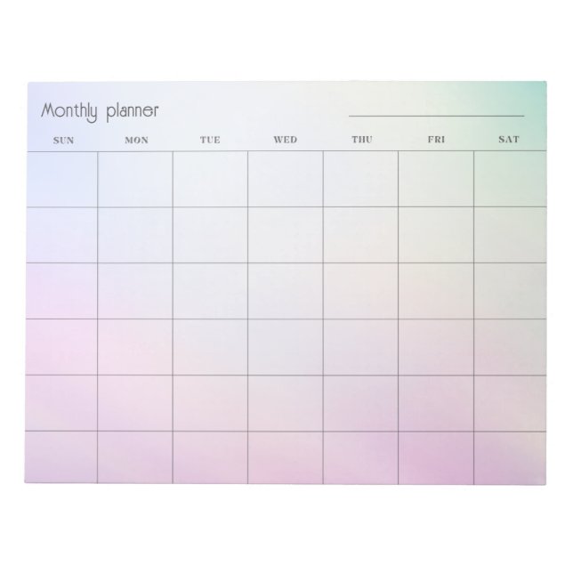 Pastel gradient Monthly planner, custom title Notepad (Front)