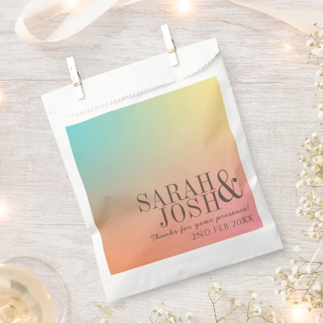 Pastel Gradient Retro Colourful Ombre Wedding  Favour Bag (Clipped)
