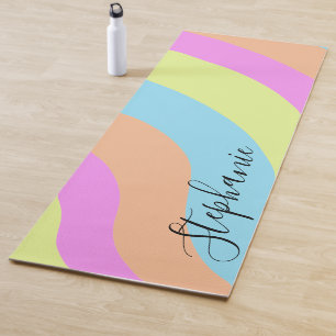 Pastel Gradient Waves Yoga Mat