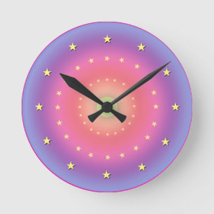 Pastel Gradient with Stars Wall Clock