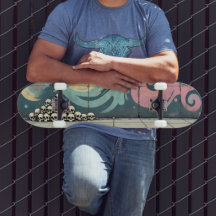 Pastel Graffiti Skull Pile Skateboard Skate Deck