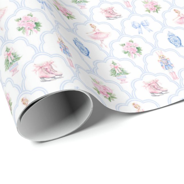 Pastel Grandmillennial Watercolor Nutcracker Wrapping Paper (Roll Corner)