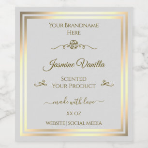 Pastel Gray Product Label Gold Frame Vintage Rose