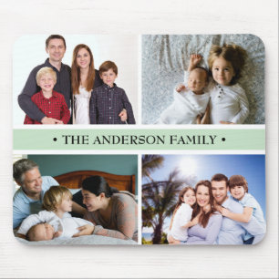 Pastel Green 4 Photo Collage Custom Mouse Pad