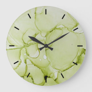 Pastel Green Abstract Large Clock Without Numbers