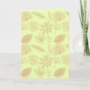 Pastel Green and Beige Leaves Pattern Card