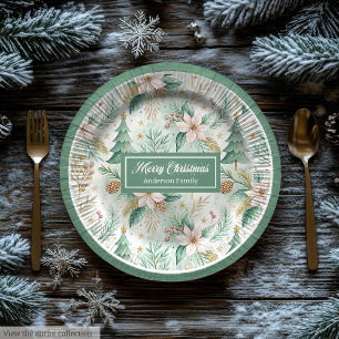 Pastel Green and Gold Plates Christmas Floral Wrap