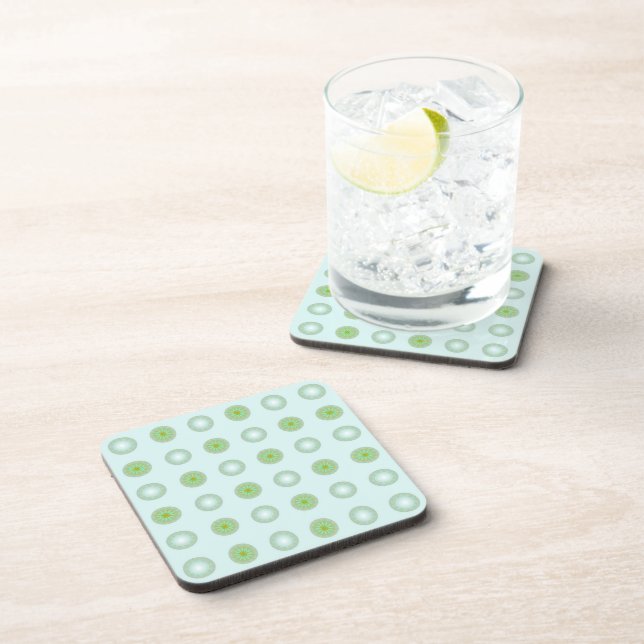 Pastel Green and Grey Geometric Pattern Coaster (Right Side)