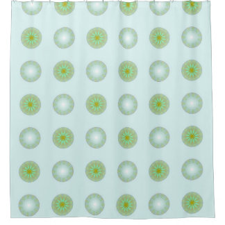 Pastel Green and Grey Geometric Pattern Shower Curtain