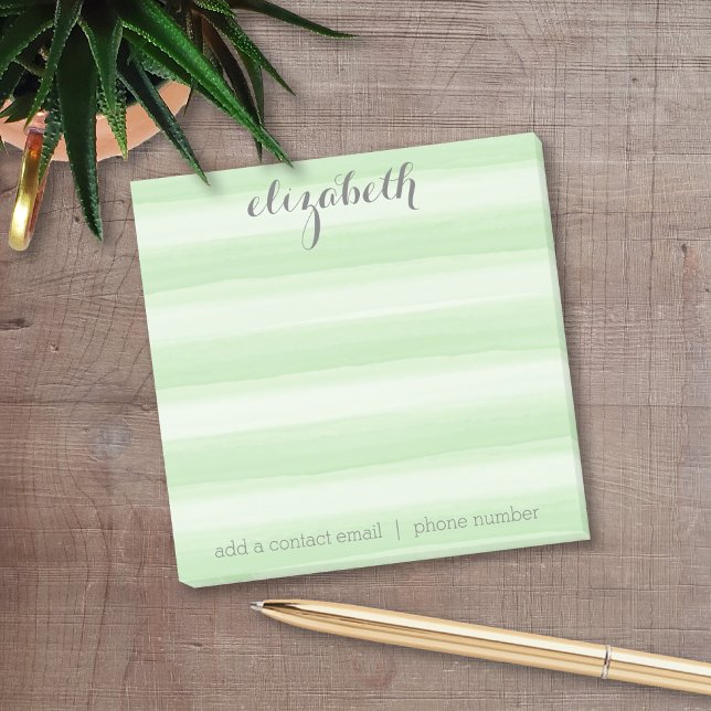 Pastel Green and Grey Stationery Suite for Women Post-it Notes (Personalized Post It Notepads)