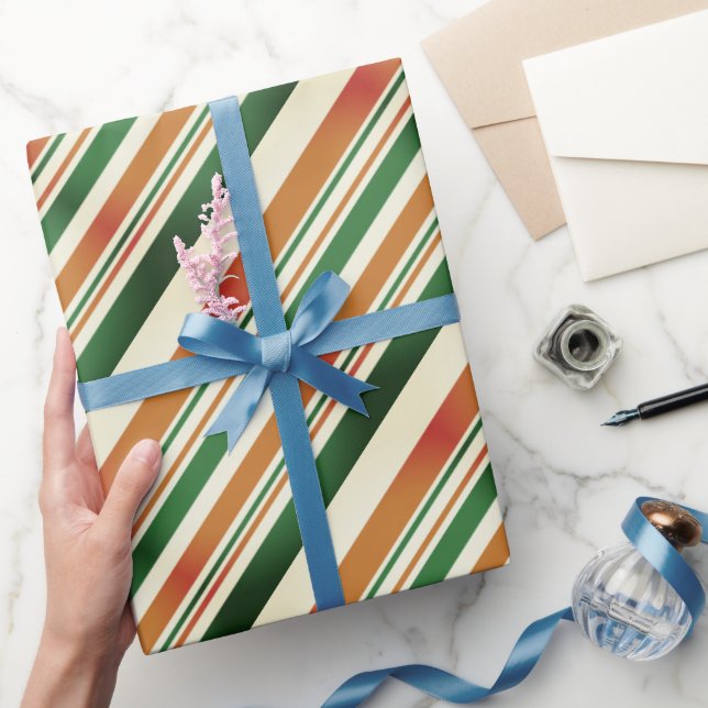 Pastel Green and Orange Retro Elegant Stylish Wrapping Paper (Gifting)