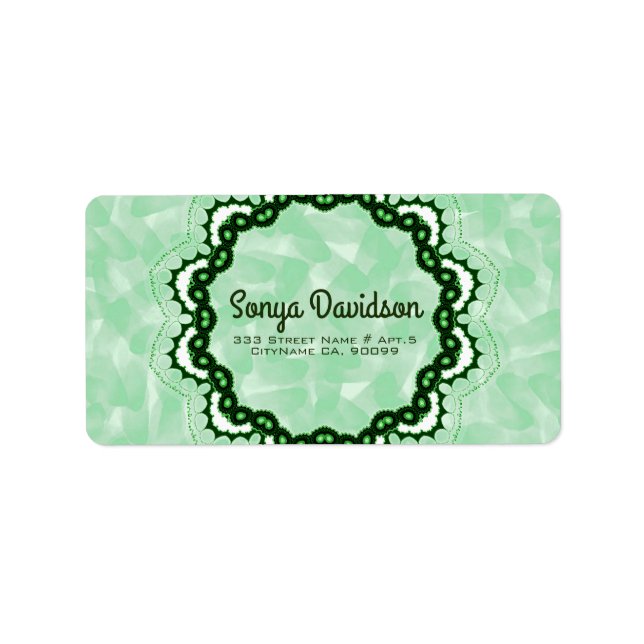 Pastel Green And Ornament Label (Front)