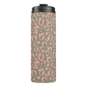 Pastel Green And Pink Leopard Print Pattern Thermal Tumbler