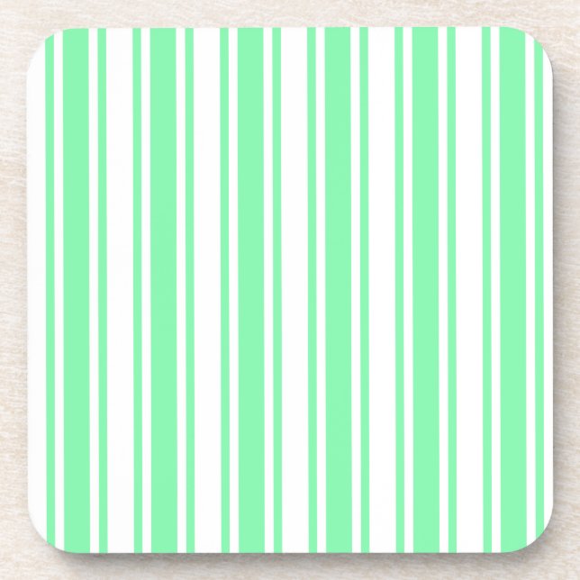 Pastel green and white candy stripes coaster (Front)