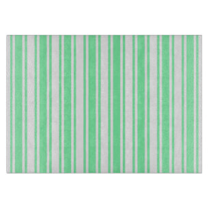 Pastel green and white candy stripes cutting board