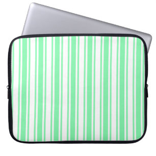 Pastel green and white candy stripes laptop sleeve