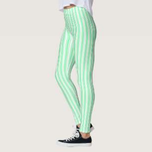 Pastel green and white candy stripes leggings