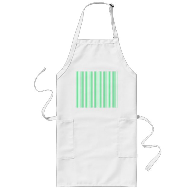 Pastel green and white candy stripes long apron (Front)