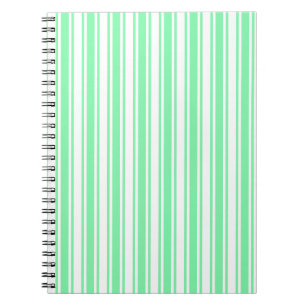 Pastel green and white candy stripes notebook