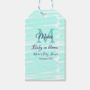 Pastel green baby in bloom monogram baby shower te gift tags