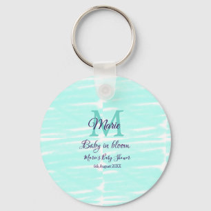 Pastel green baby in bloom monogram baby shower te key ring