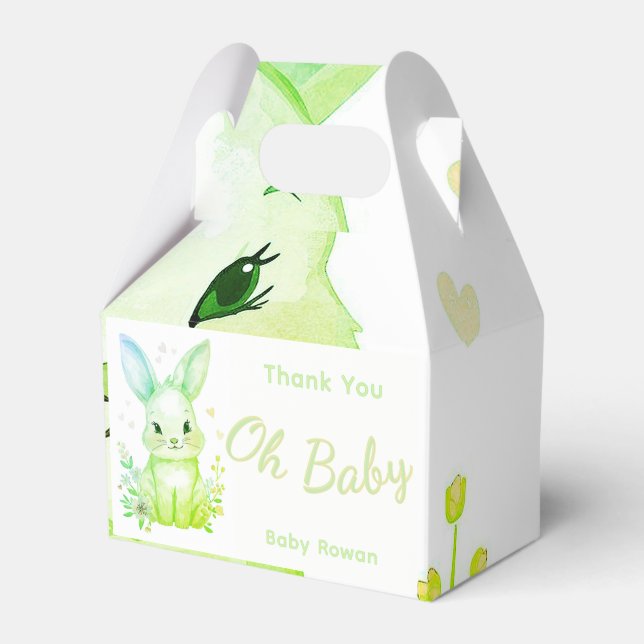 Pastel Green Baby Shower Cute Bunny Party Box (Front Side)
