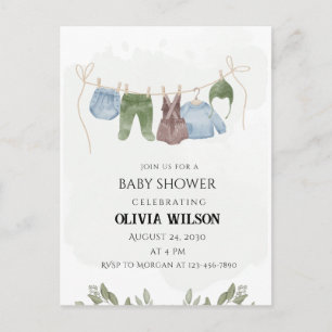 Pastel Green Beige Baby Shower Postcard