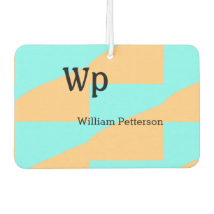Pastel green blue add name monogram letter title car air freshener