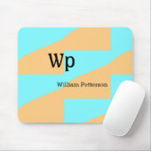 Pastel green blue add name monogram letter title mouse pad (With Mouse)