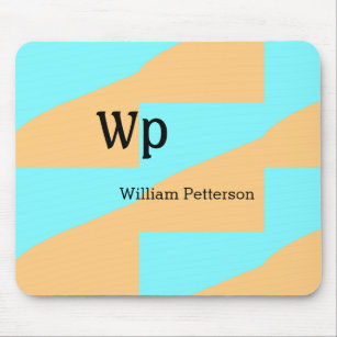 Pastel green blue add name monogram letter title mouse pad